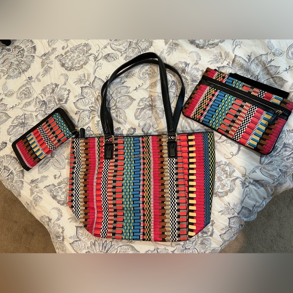 Vera Bradley Large Tote in Cha Cha Streeterville w/matching wallet & wristlet